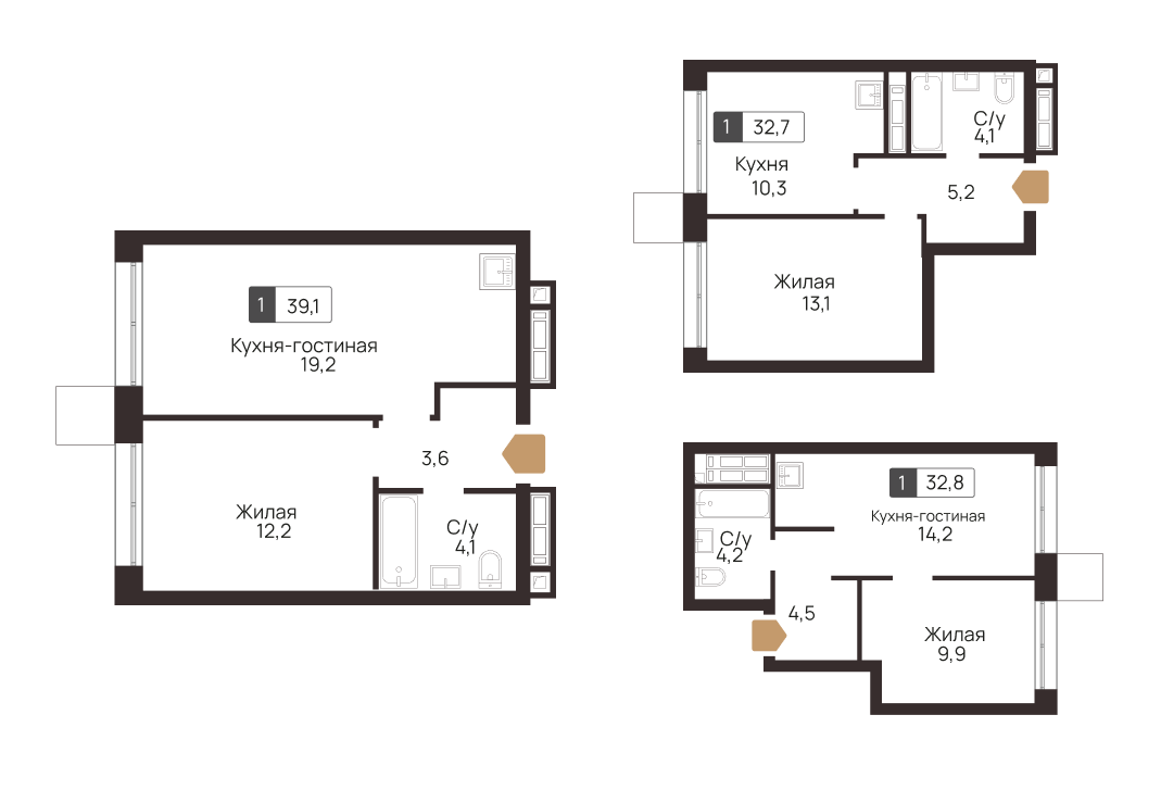  Однокомнатные квартиры