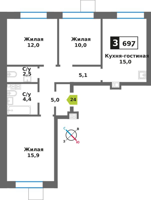 Планировка 69.9 м²