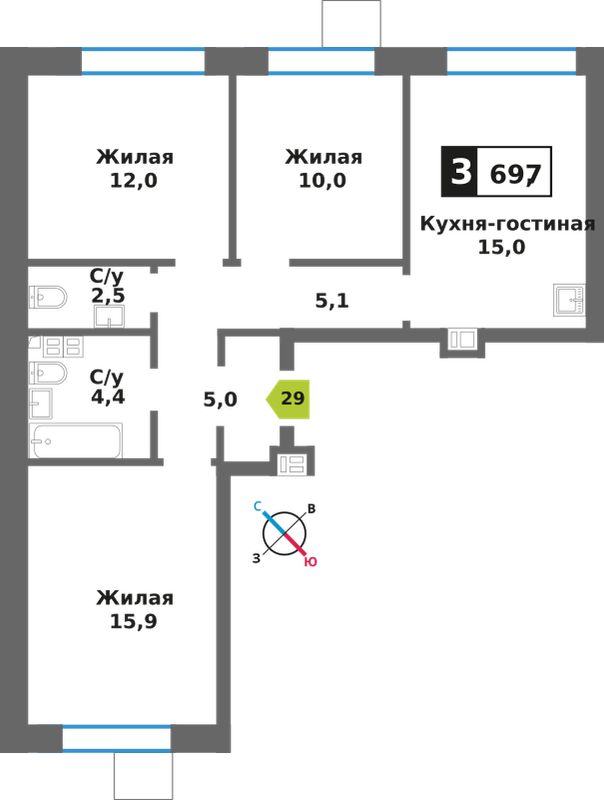 Планировка 69.9 м²