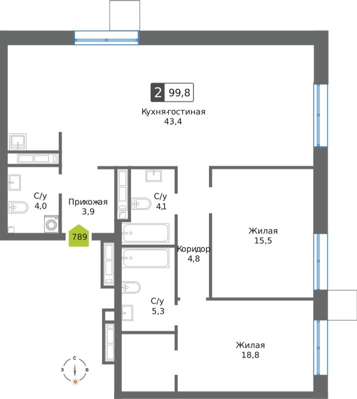 Планировка 99.8 м²