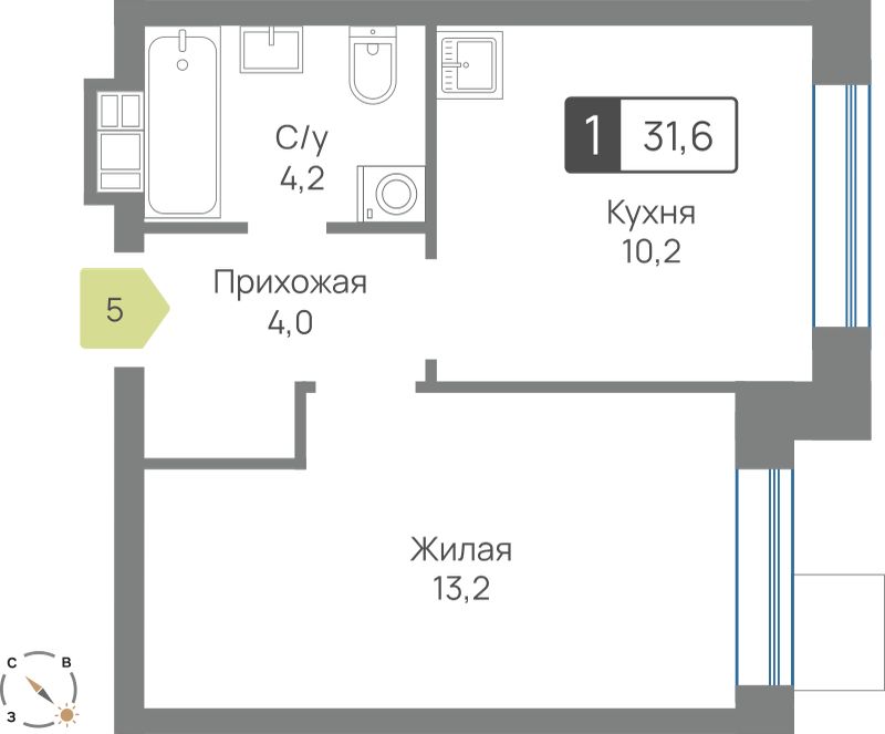 Планировка 31.6 м²