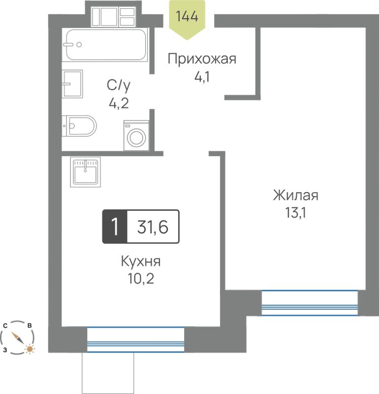 Планировка 31.6 м²