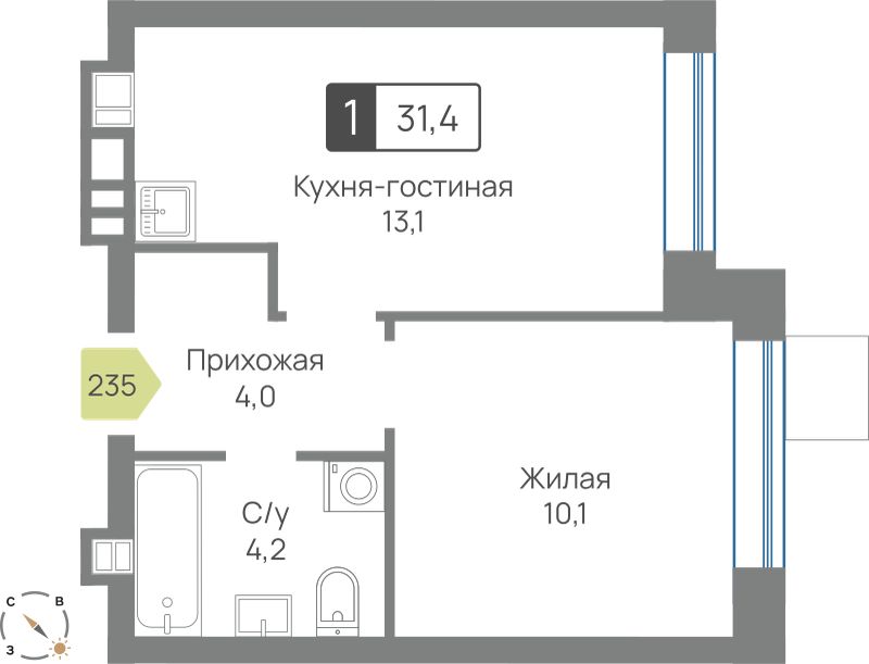 Планировка 31.4 м²