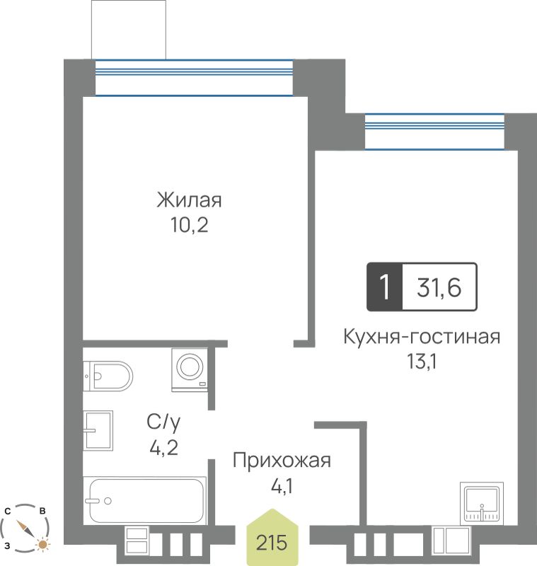 Планировка 31.6 м²