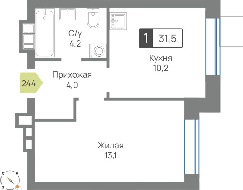 Планировка 31.5 м²