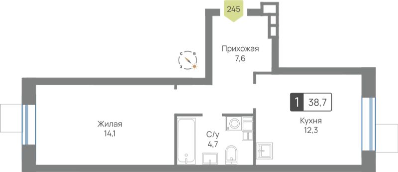 Планировка 38.7 м²