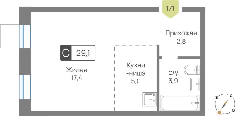 Планировка 29.1 м²