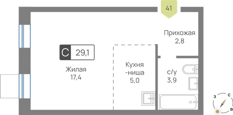 Планировка 29.1 м²